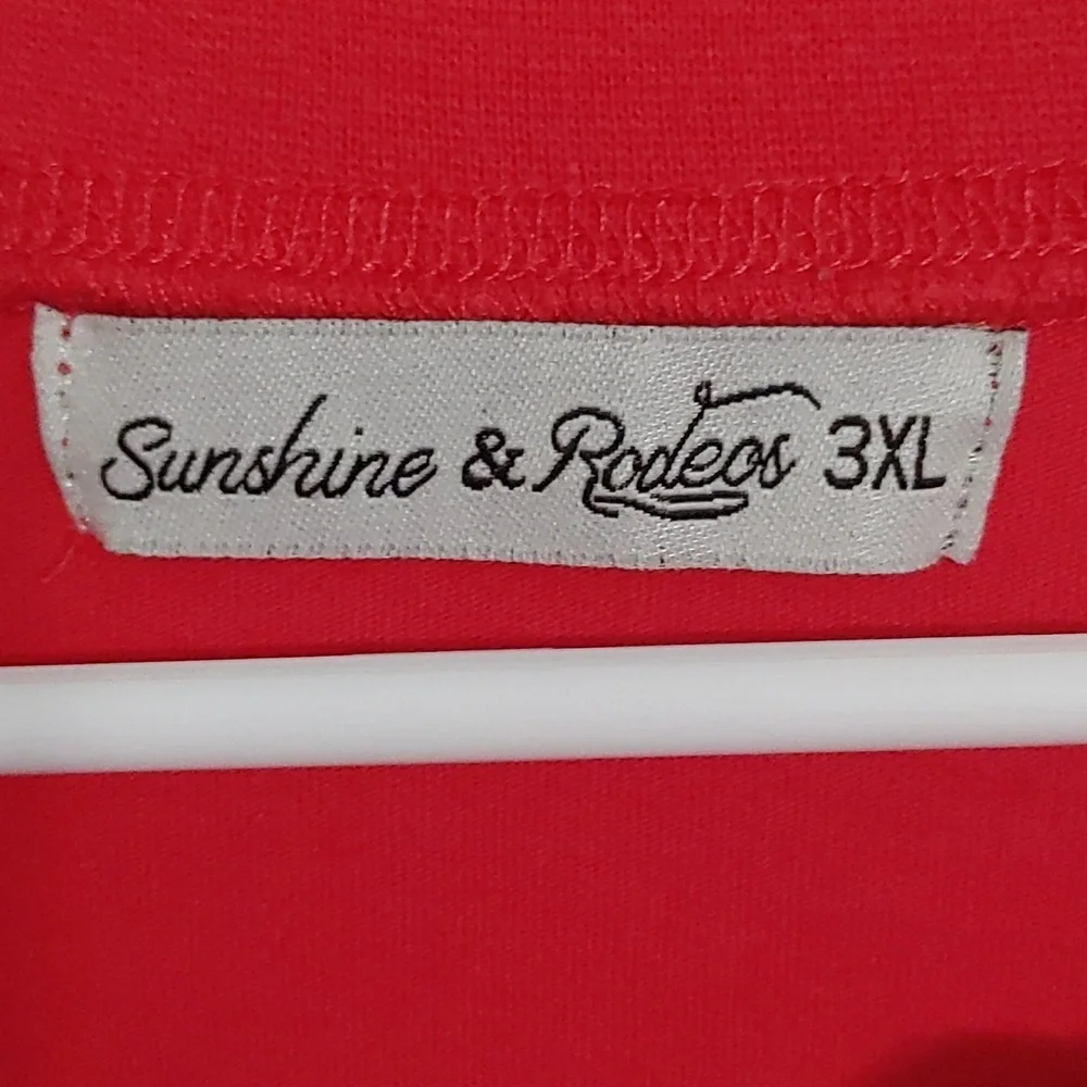 Comfy Long-Sleeved sz 3X Red Lace-Up Women's Top with Leopard Print Ties & Patch